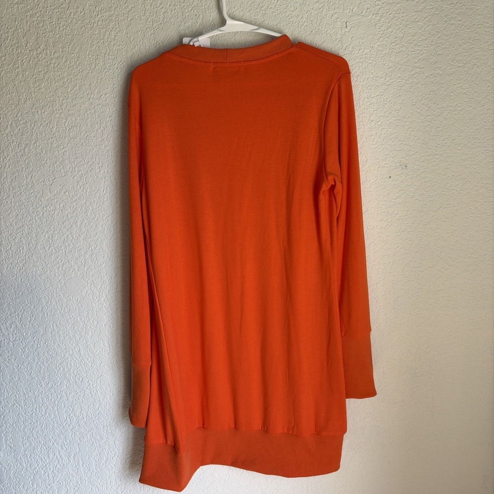 Brand New With Tag Retro Long Cheerful Orange Cardigan Size M Metal Snaps - Picture 5 of 7